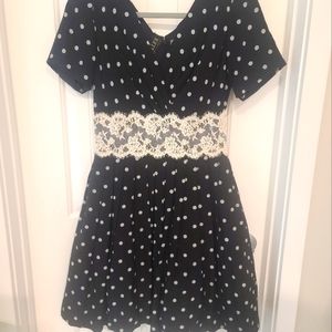 True vintage polka dot retro dress with lace detail and tulle underskirt